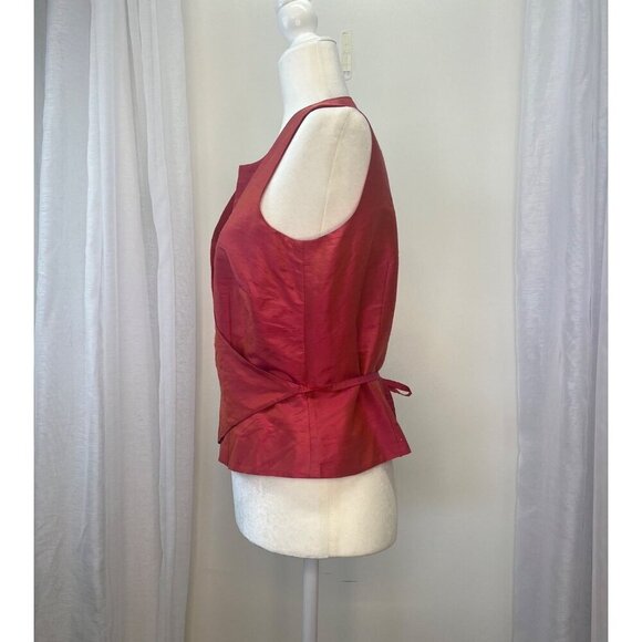 Ann Taylor Sleeveless Silk Wrap Blouse Barbie Core Pink Ladies Size 10 - Picture 3 of 6